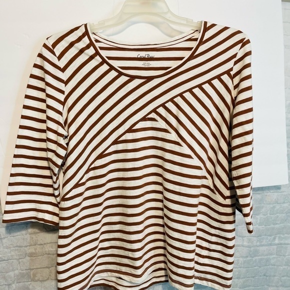 CORAL Bay 100% cotton striped top, size extra large. Three-quarter sleeves - Picture 1 of 4